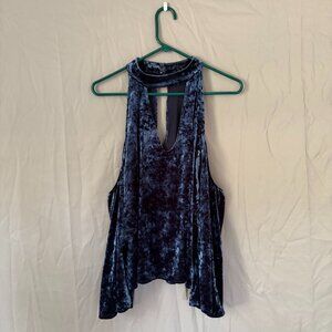 American Eagle Womens Crushed Velvet Cold Shoulder Large Top Fairygrunge